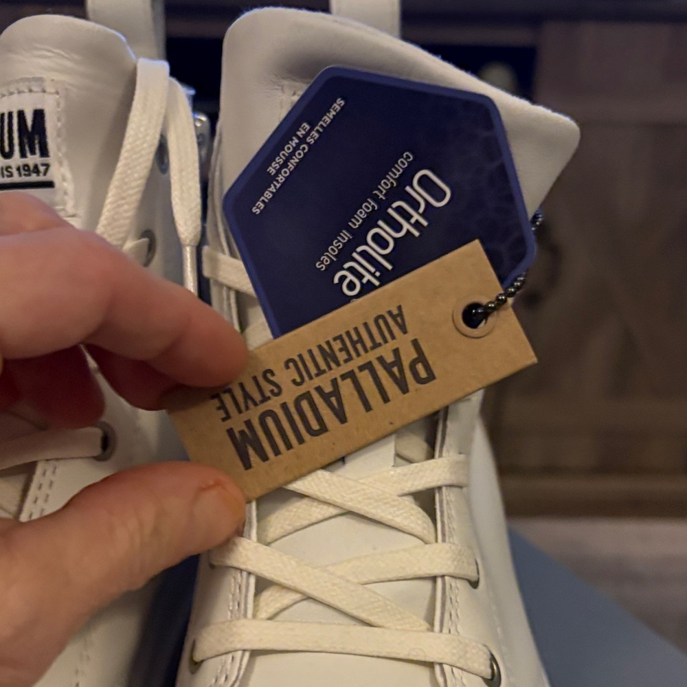 #134 Palladium Women's 9 white/lcream Combat Boots NWTWB organic shock 2 - Picture 3 of 13